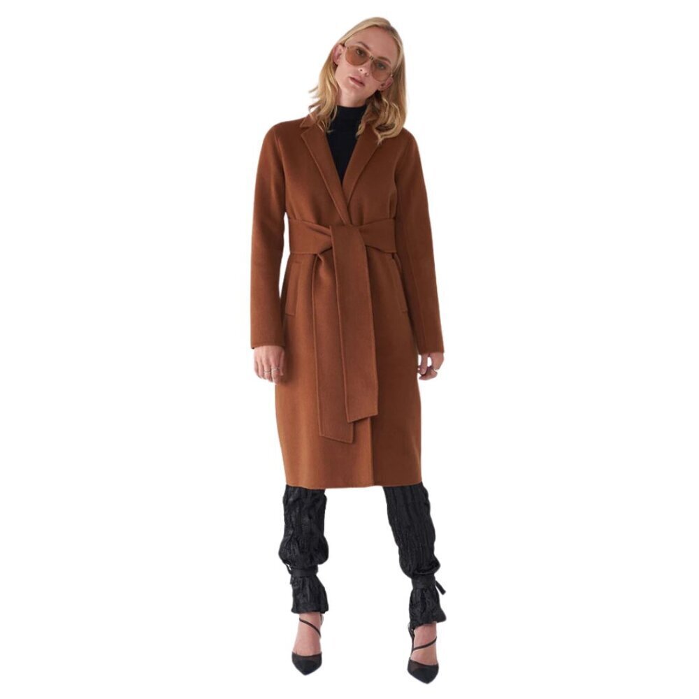 Sosken Joie Tobacco Wool Tie Front Coat 1X - Picture 3 of 8